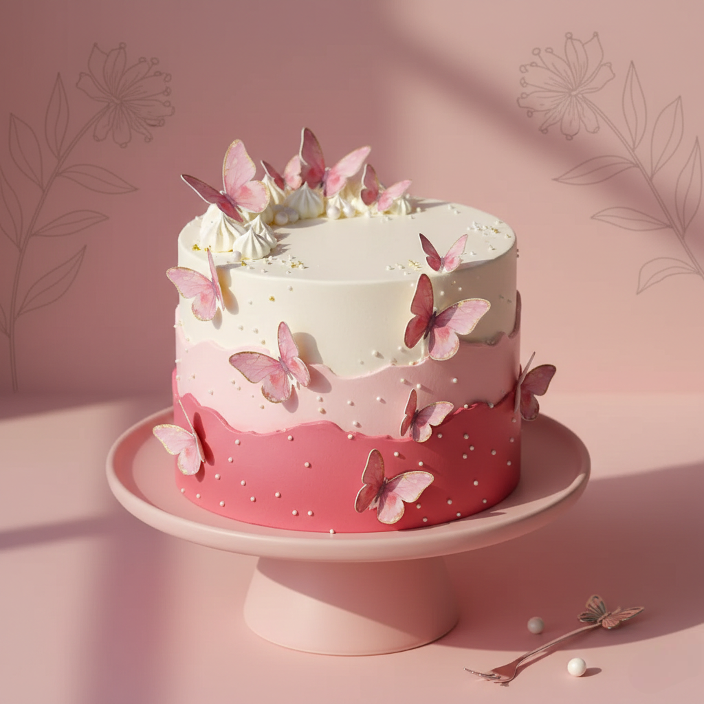 Enchanting Pastel Butterfly Drip Cake