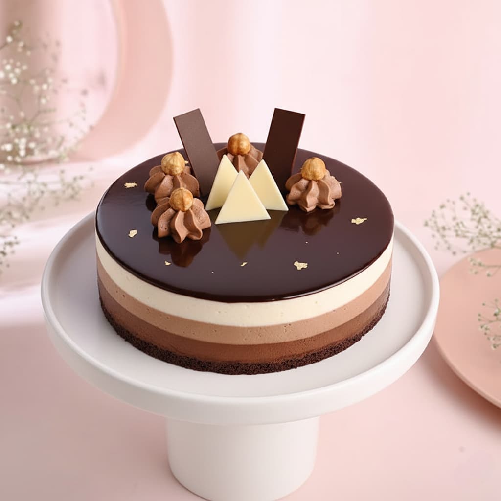 Decadent Triple Chocolate Mousse Cake
