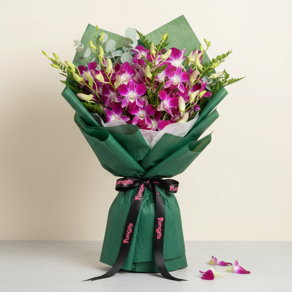Elegant Bellina Purple Orchid Bouquet