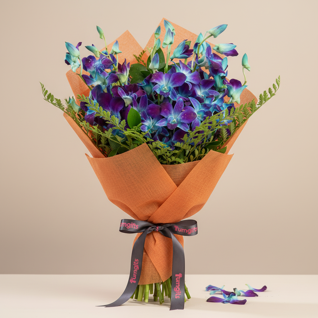 Enchanting Blue Orchid Jute Bouquet